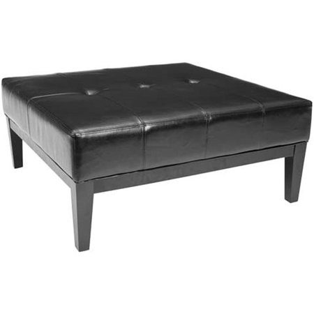 SAFAVIEH Aubrey Black Leather Cocktail Ottoman HUD8237B